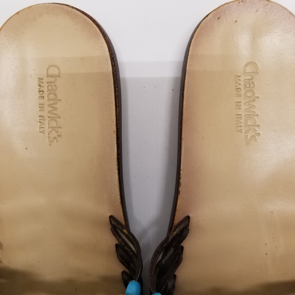 Chadwicks Woman Size 8 Turquoise Blue Shell Beaded Sandal Slip On Open Toe Beach - Picture 9 of 12